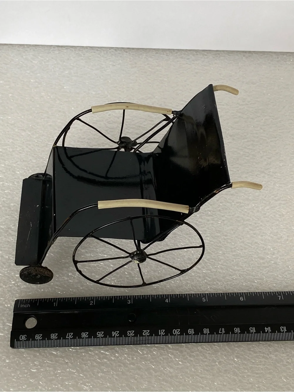 Vintage Dollhouse Accessory Black Metal Wheelchair For Dolls